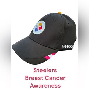 Reebok-NWT Steelers NFL Breast Cancer Awareness Velcro back. Pink ribbon! New!
